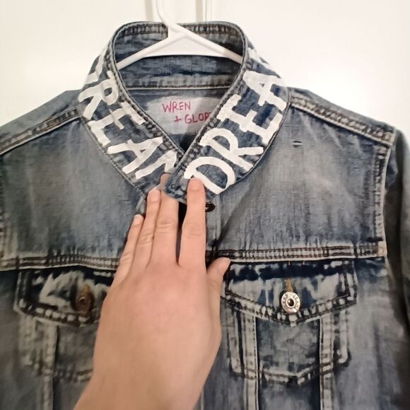 OOAK Wren & Glory" Dream Baby Dream" Custom Jean Jacket - Picture 9 of 14